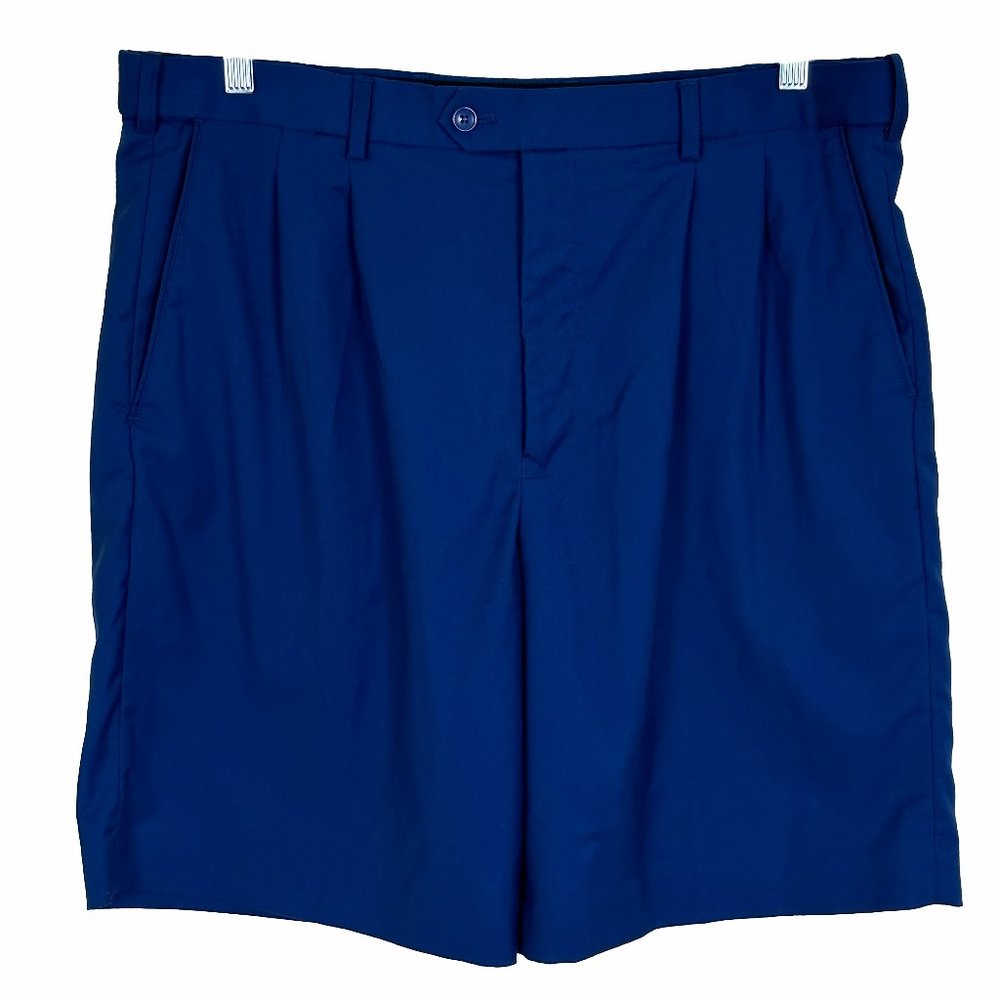 BOCACCIO GOLF Men’s Pleated Front Deep Royal Blue Golf Shorts, Size 36